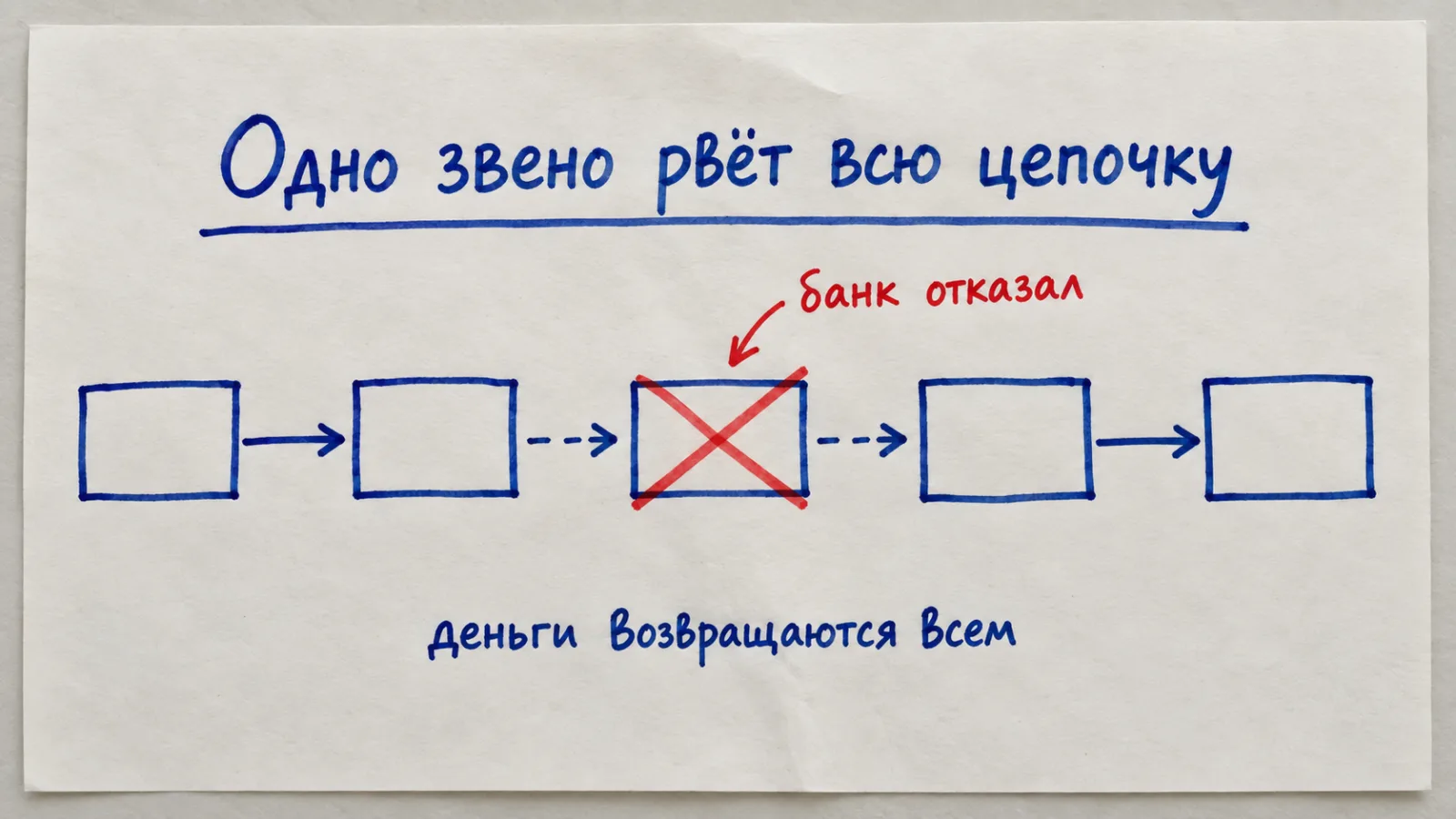 Схема разрыва цепочки при встречной сделке