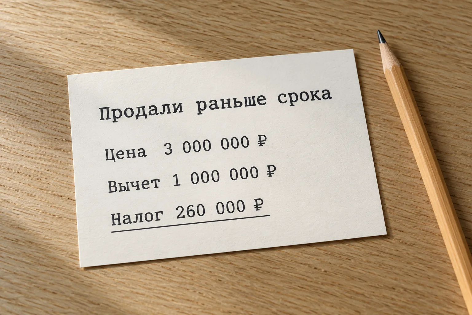 Пример: налог при продаже квартиры раньше минимального срока
