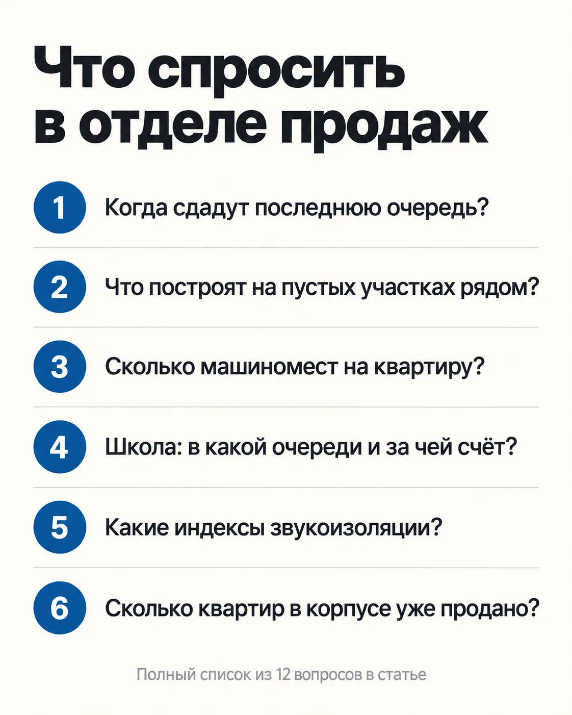 Вопросы, которые стоит задать в отделе продаж застройщика