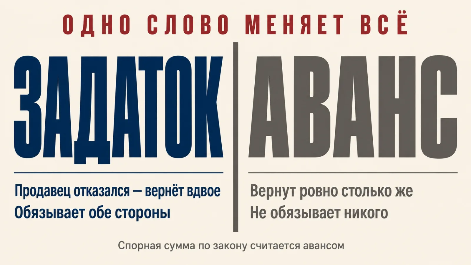 Разница между задатком и авансом при покупке квартиры